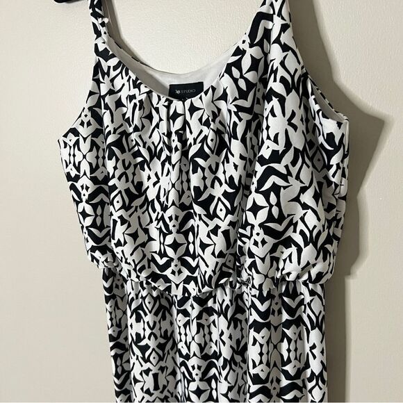AB Studio Black White Spaghetti Strap Blouson Maxi. Dress Size Extra Large - Picture 5 of 7